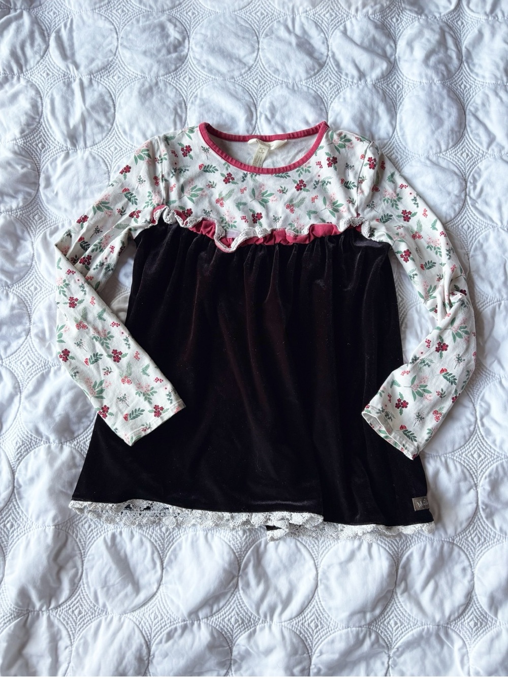 Matilda Jane Lucie Girls Holly Print Holiday Tunic Top Girl's Size 8